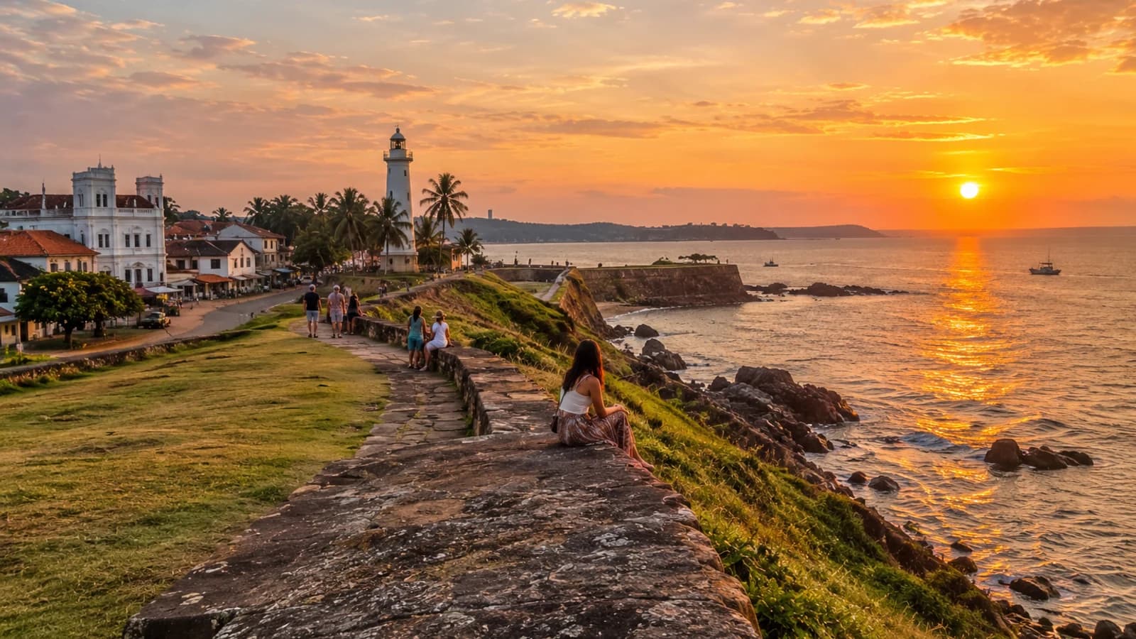 The Dutch Colonial Legacy: Walking Galle Fort's Ramparts at Sunset